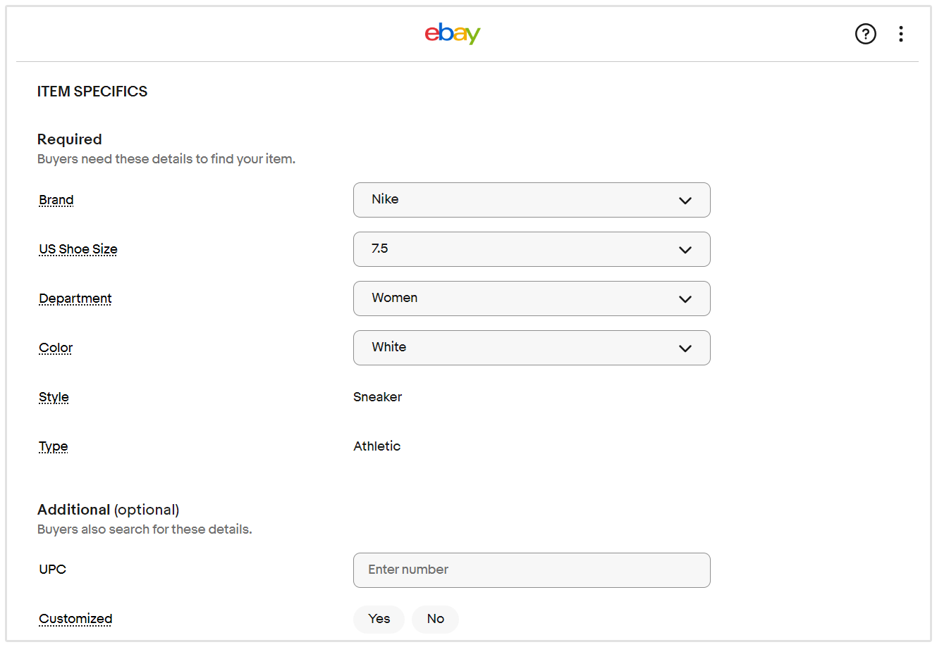 Ebay SEO Item Specifics